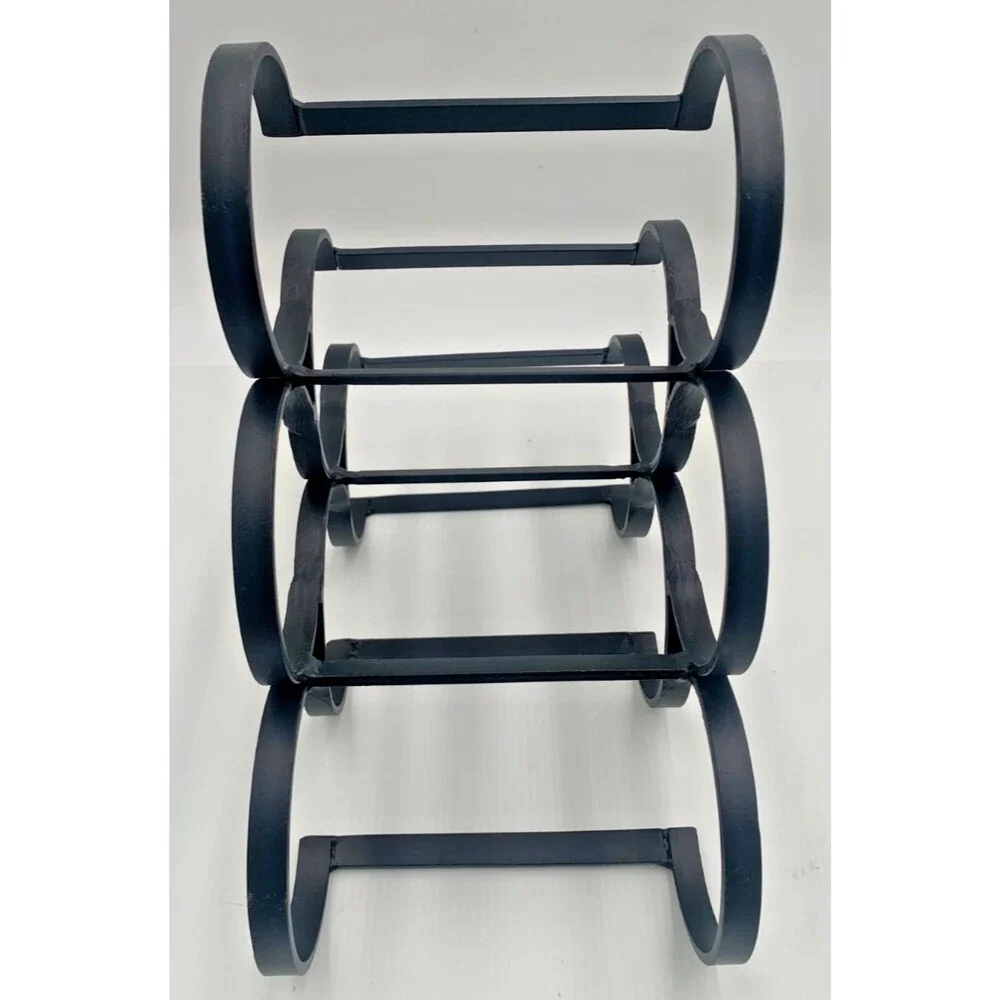 Modern Black Metal Wine Rack Tabletop 6-Bottle Geometric Wine Holder Barware